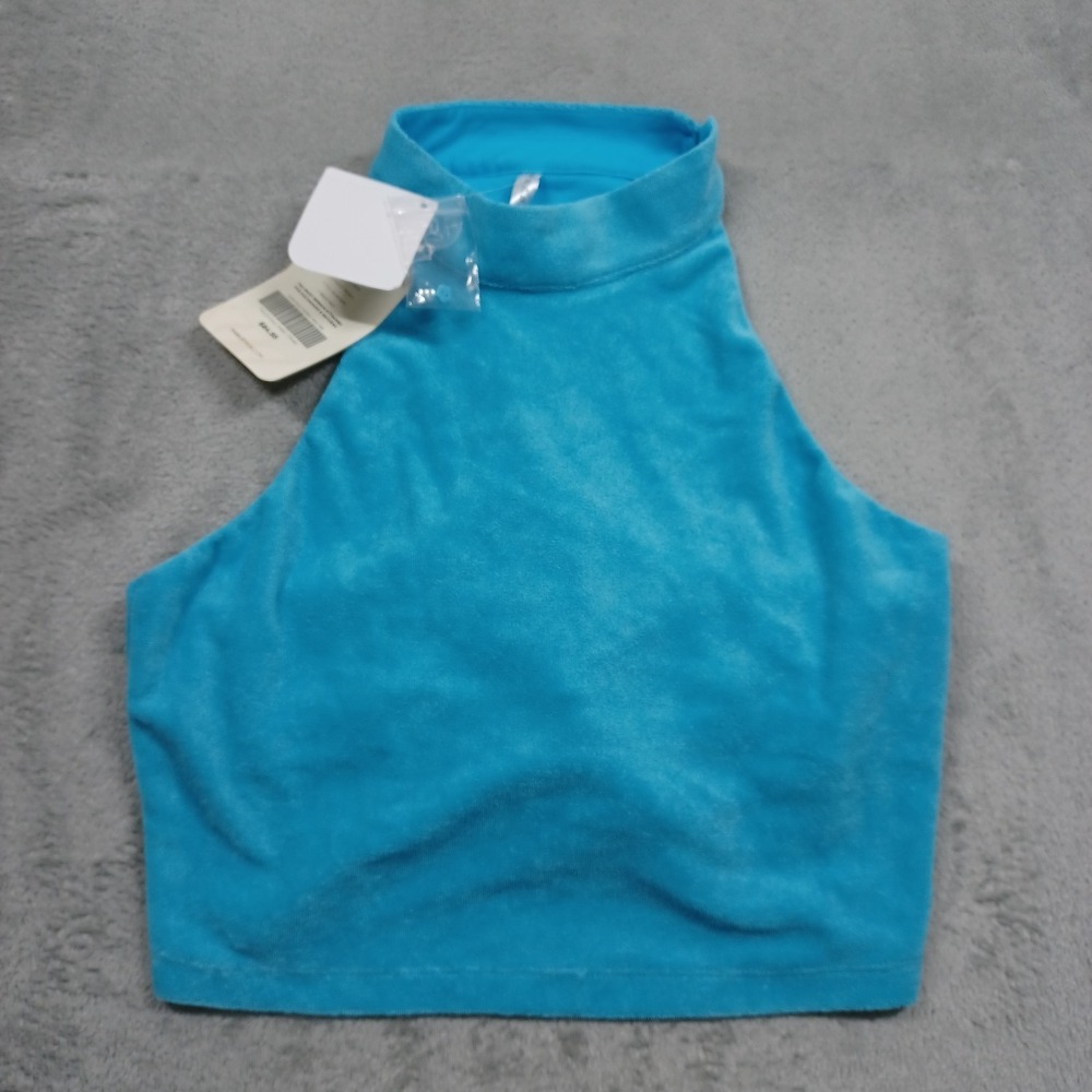 Fabletics Sports Bra Womens Medium BLue Terry Built In Tank Activewear‎ NWT